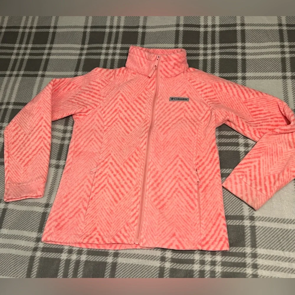 Columbia Coral Chevron Fleece Jacket Girls Medium - Picture 3 of 13